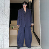 Men's Pinstripe Business Suit: Relaxed Fit, Long Sleeve, Wool Blend, Formal Occasion